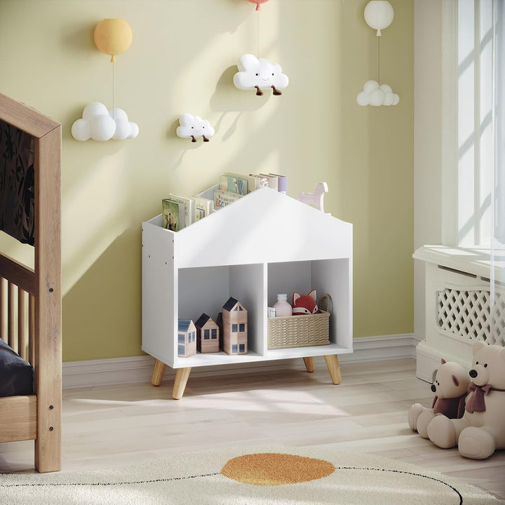 Lestarain Kinderregal mit 4 offenen Fächern, Bücherregal Aufbewahrungsregal für Kinder, Standregal,