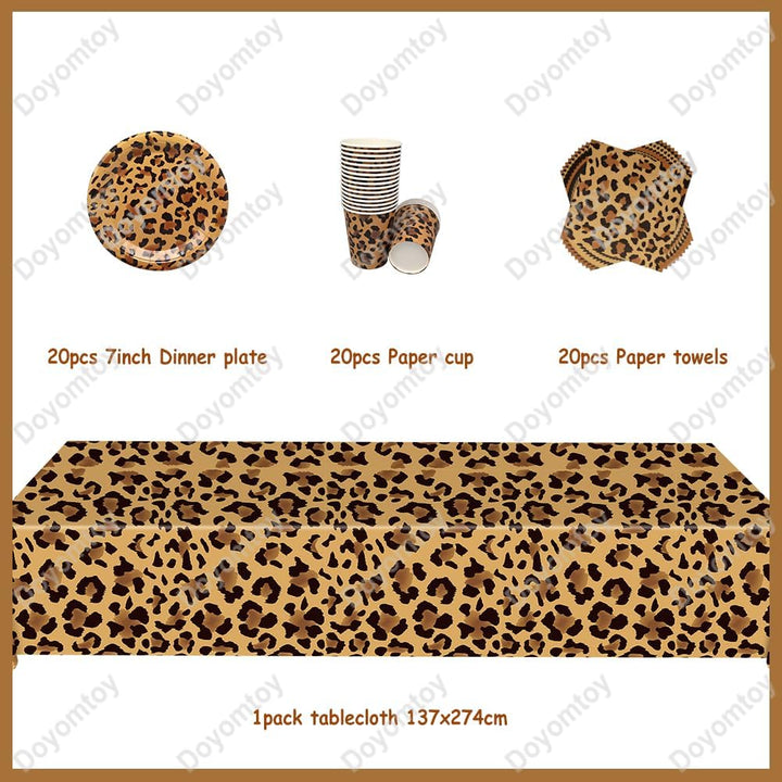 Doyomtoy Leopard Geburtstag Deko, Leoparddruck Partygeschirr Geburtstagsteller Tassen Servietten Saf