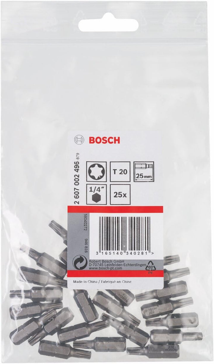 Bosch Professional Bit Extra-Hart für Innen-Torx-Schrauben (T20, Länge: 25 mm, 25 Stück) 25 mm, 25 S