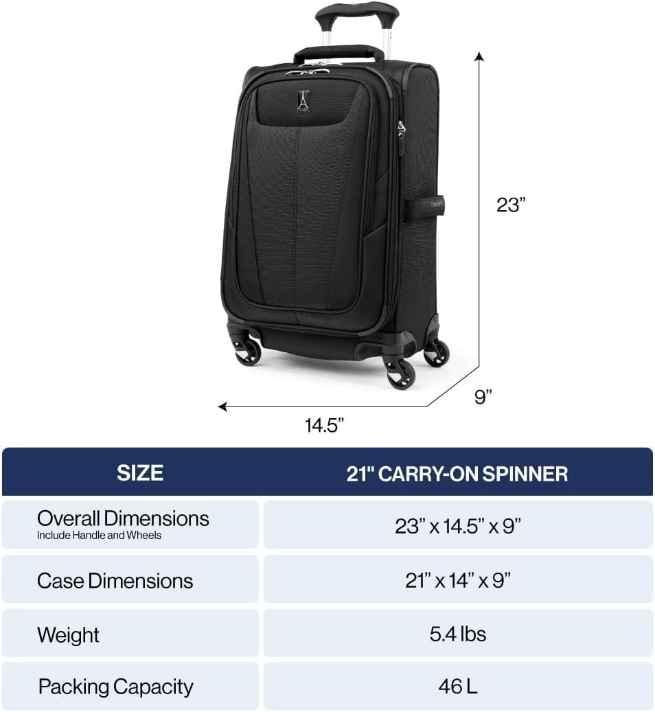 Travelpro Maxlite 5 Tragbarer Koffer, 53 cm, Schwarz (Schwarz) - 401176101, Schwarz