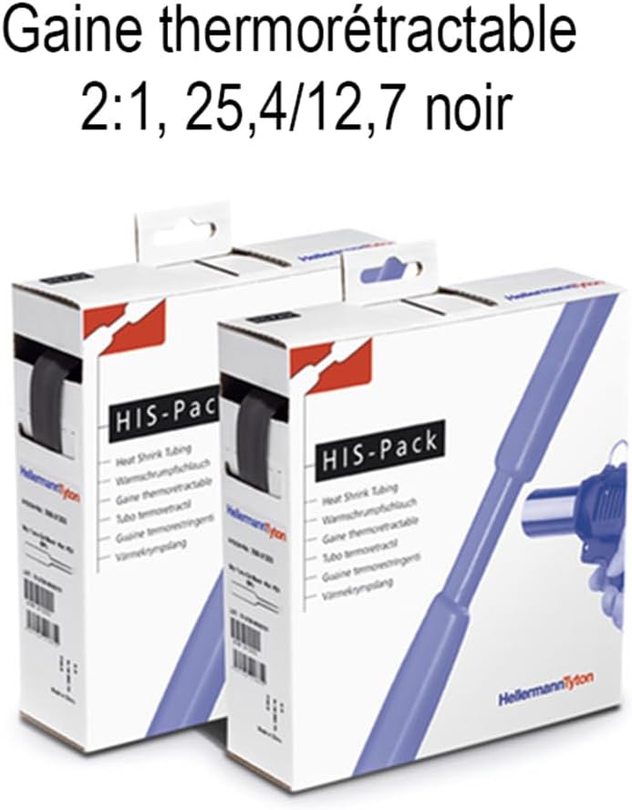 HellermannTyton 300-32540 Schrumpfschlauch ohne Kleber Schwarz 25.40mm Schrumpfrate:2:1 5m
