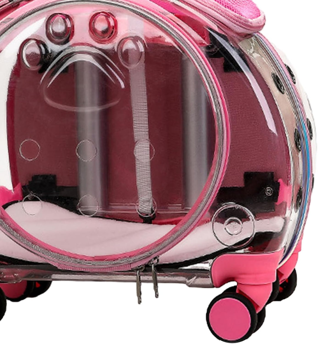 Haustier Trolley Koffer mit Rollen, Transportbox Hund Katze, rollbare Tasche mit Lüftungsschlitzen,