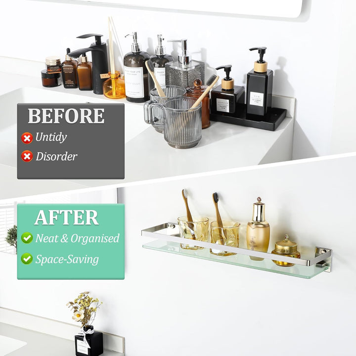 SAYAYO Duschablage Duschregal Edelstahl Glasregal Badezimmer Regal Gebürstet Shower Shelf Shampoo Ha