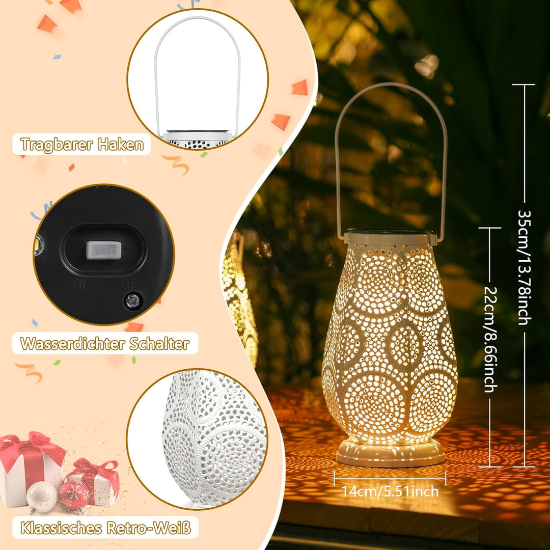 JOYCREATOR 2 Stück Solarlampen für Aussen Garten, IP65 Wasserdichte Solarlaterne für Aussen Hängend