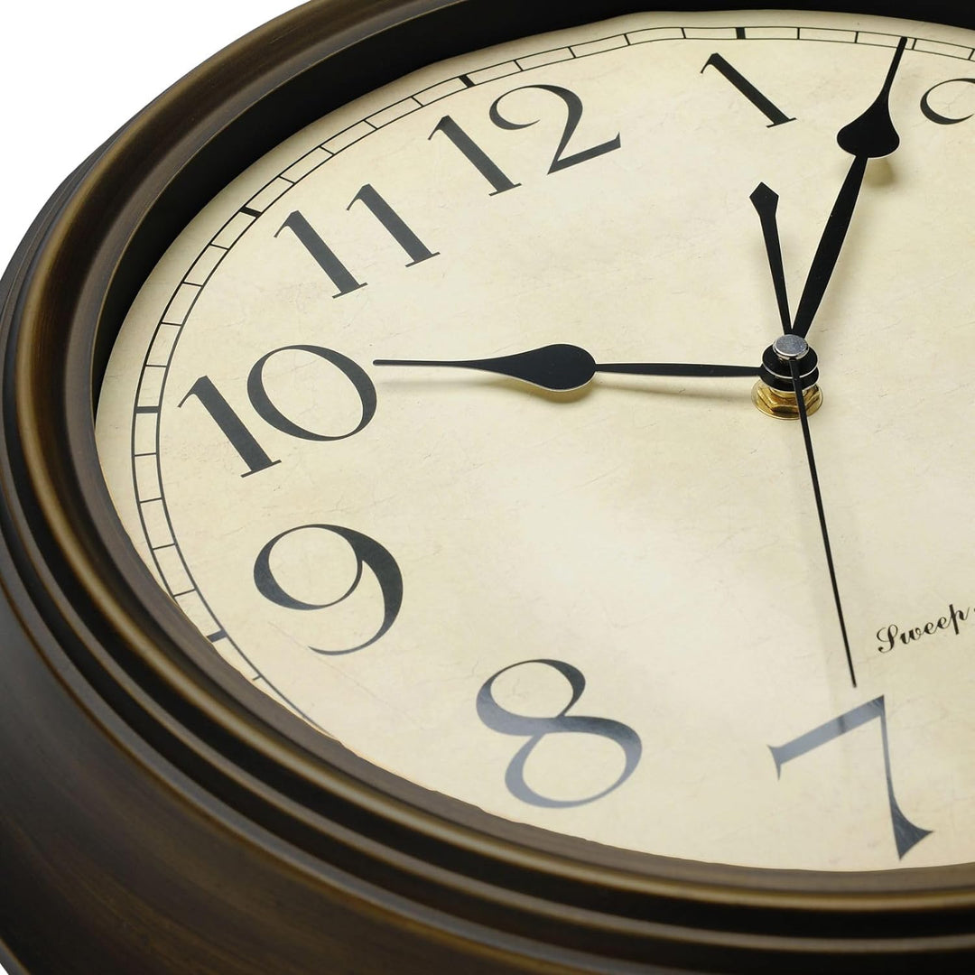Plumeet Wanduhr Gross Klassisch 33cm Ruhige Retro Wanduhr ohne Tickgeräusche für Wohnzimmer - Schlaf