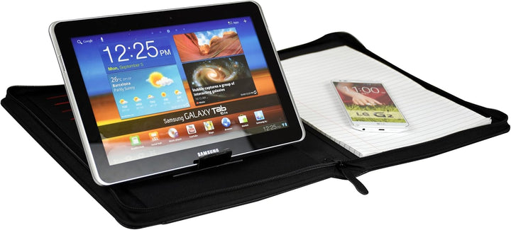 monolith 2000002945 – Tablet Konferenzmappe in schwarz, Schreibmappe in Leder-Optik, Dokumentenmappe
