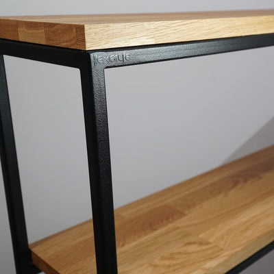 FLEXISTYLE Konsolentisch schwarz Metall Holz Eiche Industrial LOFT Design (80x80x20 Zwei Regale), 80