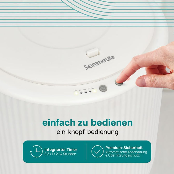 SereneLife Handtuchwärmer – 46,7 cm freistehender Wärmebehälter mit Beinen, 12L Kapazität, Timer, Ar