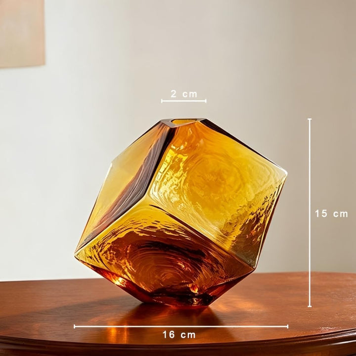 Glasvase Modern Blumenvase Handgefertigte kristallklare Schmale Vase Glas Tischdeko für Wohnzimmer S