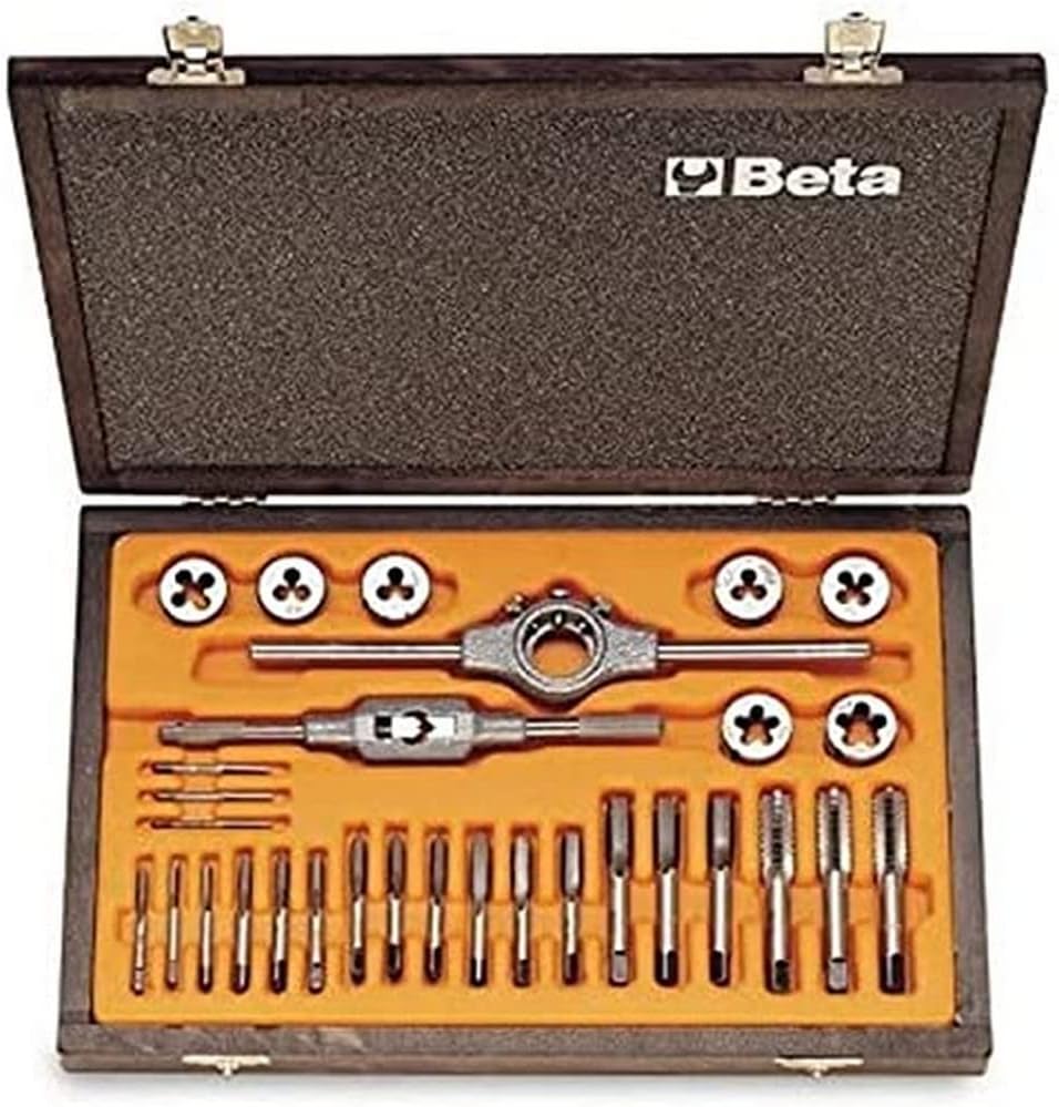 Beta 446/C30 - Sortiment mit Gewindebohrern und Schneideisen, aus Chromstahl, metrisches Gewinde, ko