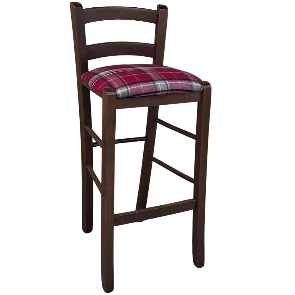 Hocker aus Massivholz mit Sitzfläche aus Stroh, Höhe 67 cm, vom Erde neu montiert