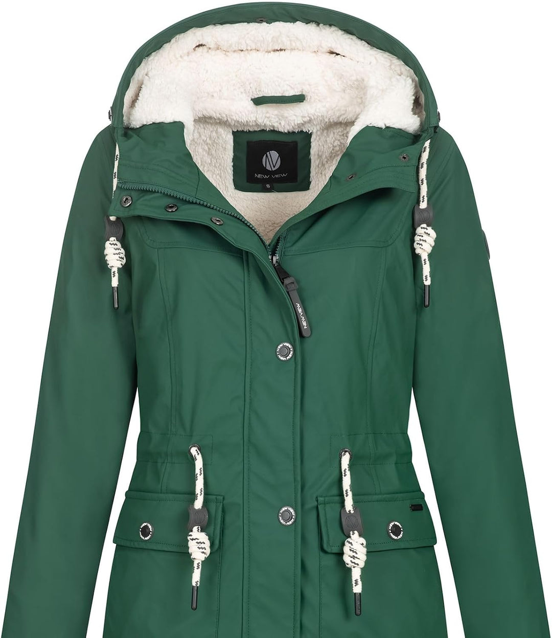 NEW VIEW Damen Regenjacke wasserabweisender Parka Annika Long mit Kapuze S Grün (Bistro Green - Tedd