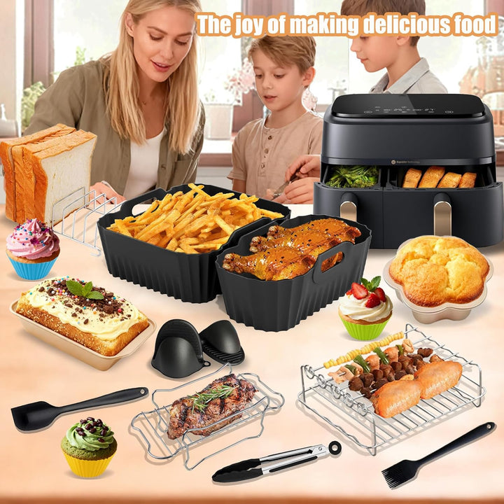 Heissluftfritteuse Zubehör für Philips Airfryer Dual Basket 3000-5000 Series 6L/3L,Silikonform Heiss