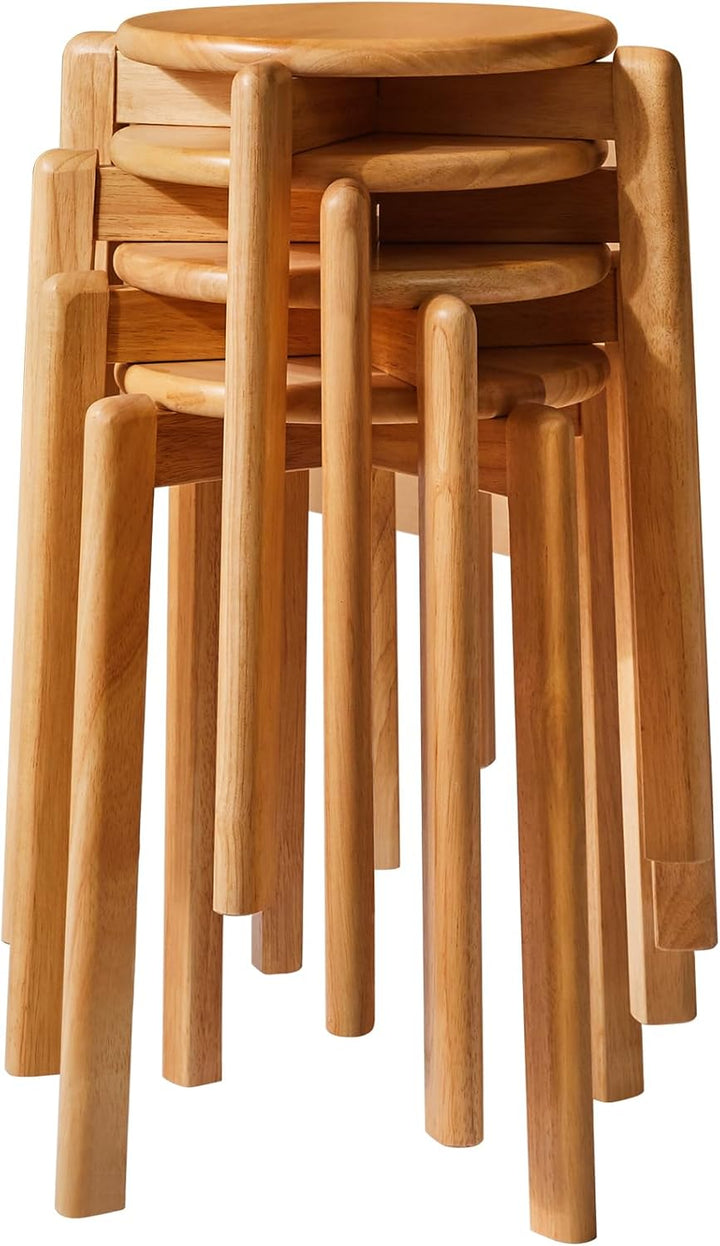 YMYNY Esszimmerstühle, Barstühle aus massivholz, 4er Set Barhocker, rund Sitzhocker, Arbeitshocker,