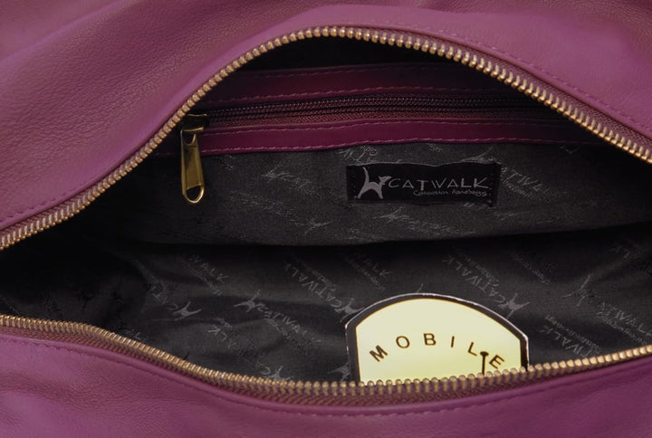 Catwalk Collection Handbags - Leder - Umhängetasche/Shopper/Tote - CAZ Violett, Violett