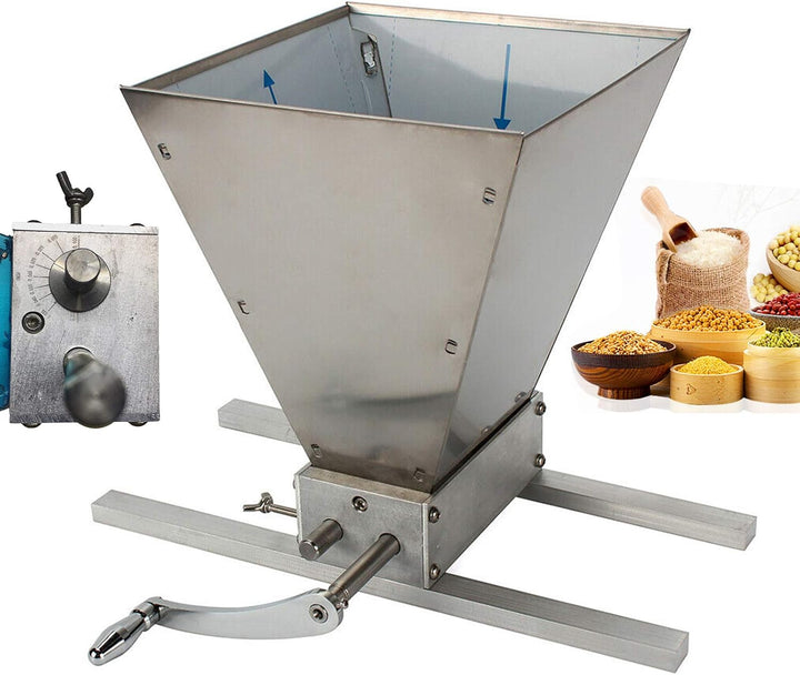 Handgetreidemühle | Professionelle 2-Rollen Malzmühle | Edelstahlrollen | Vollständig verstellbar |