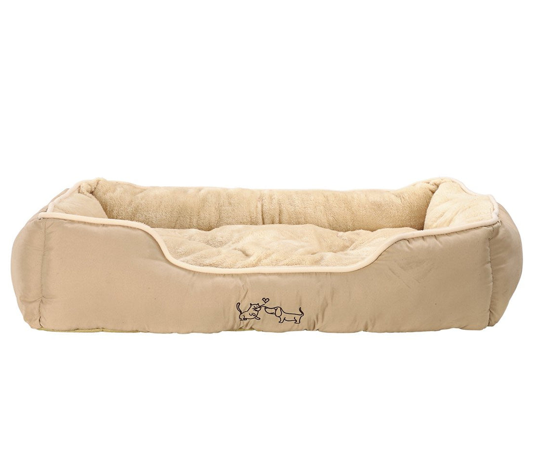 Dehner Lieblinge Hundebett und Katzenbett Sammy, ca. 75 x 58 x 19 cm, Polyester, beige beige L 75 x