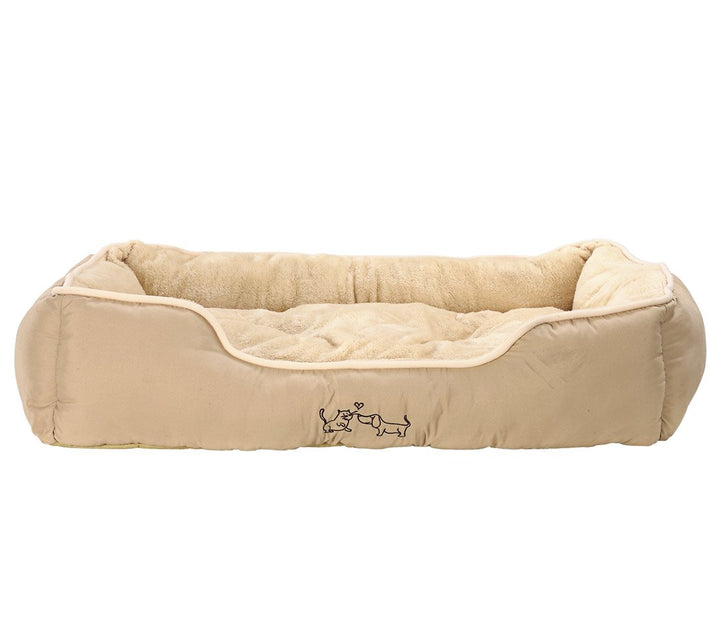Dehner Lieblinge Hundebett und Katzenbett Sammy, ca. 75 x 58 x 19 cm, Polyester, beige beige L 75 x