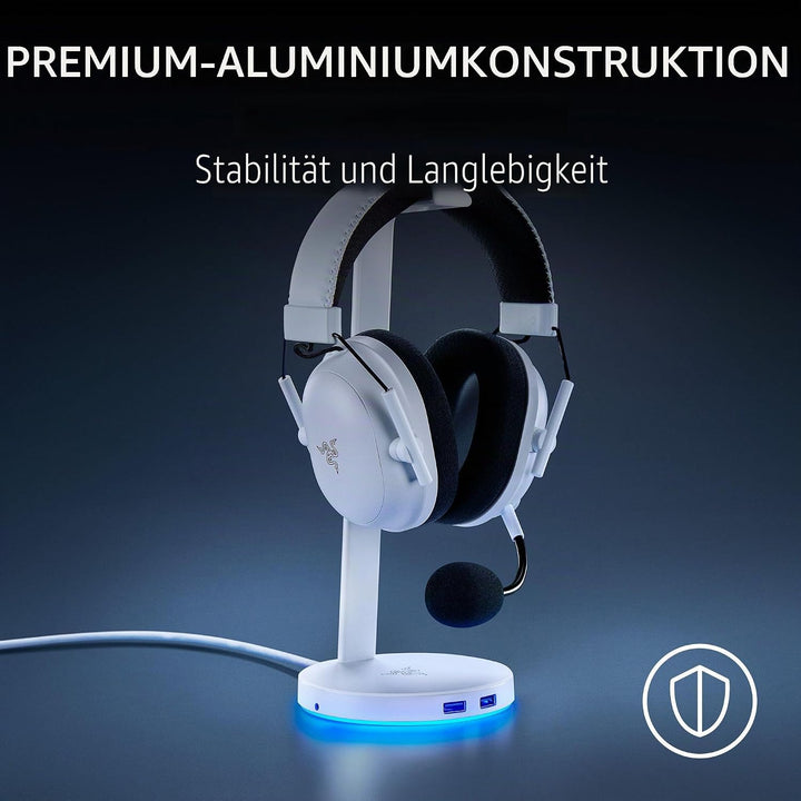 Razer Base Station V2 Chroma (Mercury) - Headset-Ständer mit USB-Hub und RGB-Beleuchtung (mit 7.1 Su