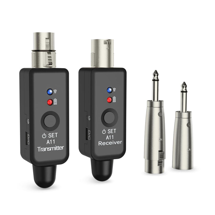 A11 2,4GHz Drahtloses Mikrofon-System – Transmitter &amp; Receiver mit 4 Kanälen, Plug-on XLR-Adapter, g