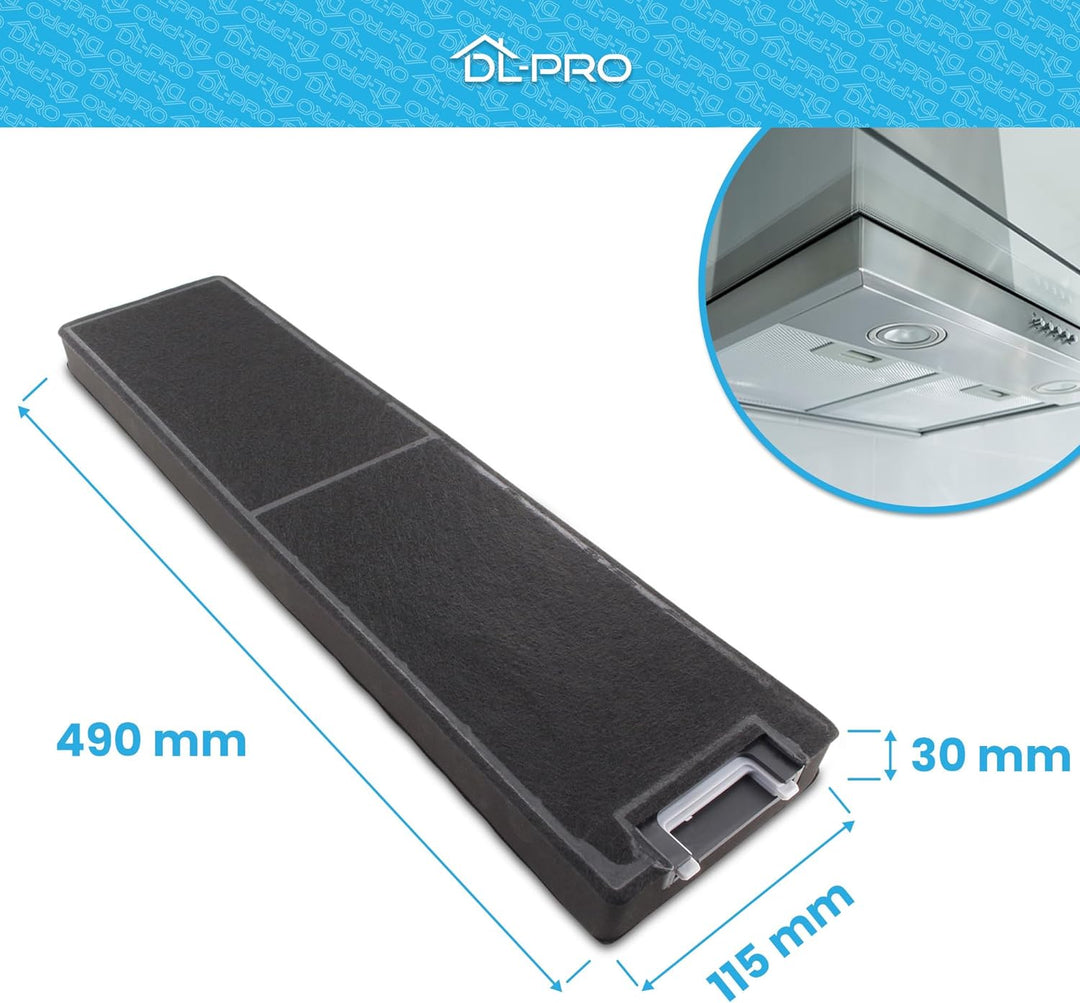 DL-pro Kohlefilter kompatibel mit Miele 6485741 DKF13-1 490x115mm Aktivkohlefilter Filter für Dunsta