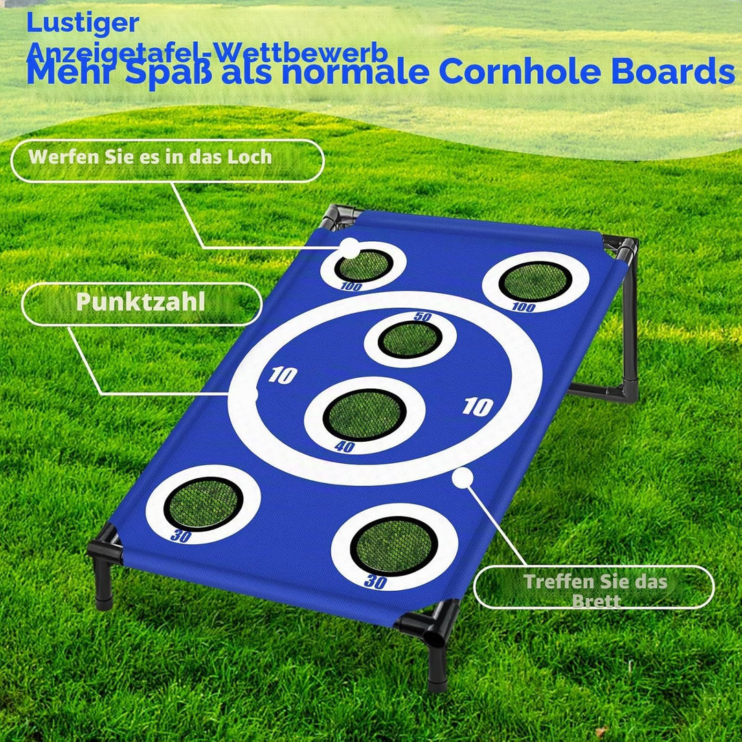 NZQXJXZ Cornhole Spiel Outdoor, Tragbar Cornhole Toss Set mit 8 Cornhole Säckchen und Tragetasche, I