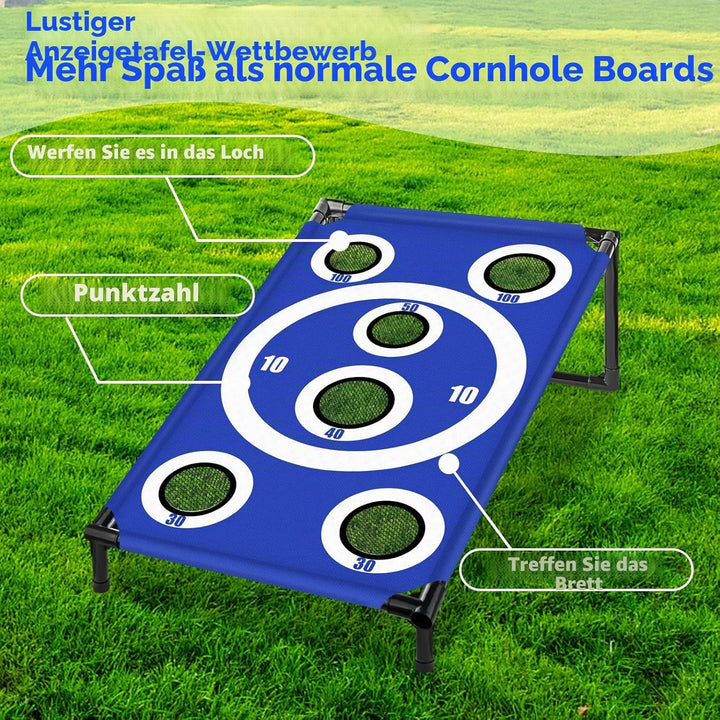 NZQXJXZ Cornhole Spiel Outdoor, Tragbar Cornhole Toss Set mit 8 Cornhole Säckchen und Tragetasche, I