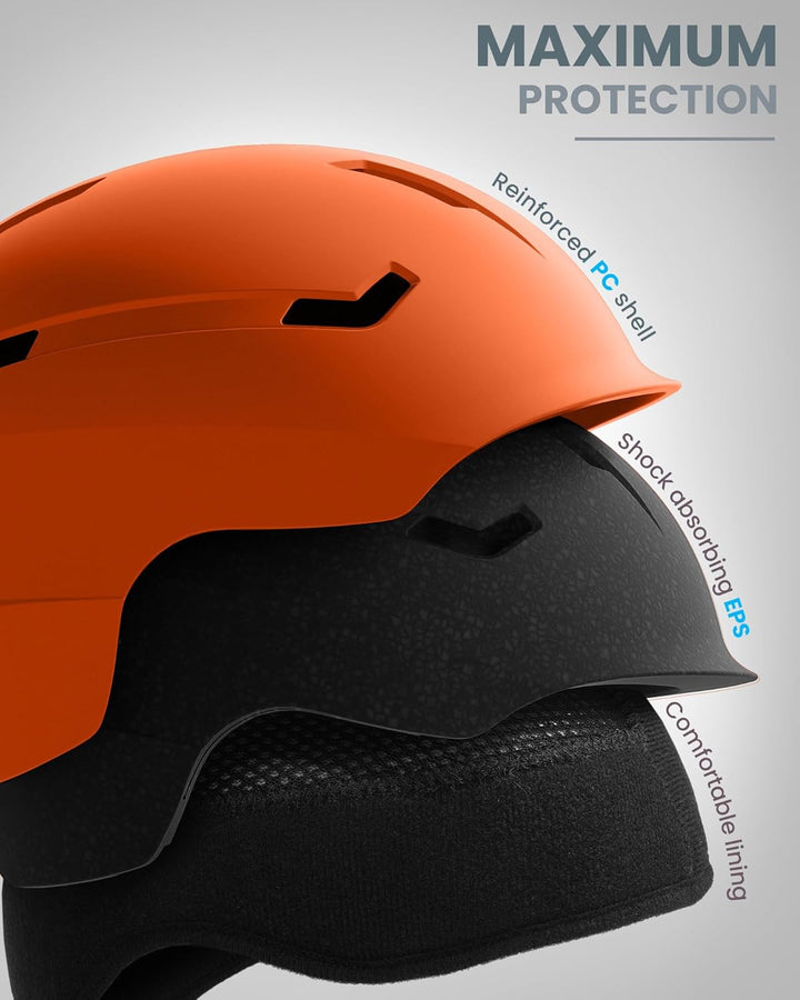 OutdoorMaster Skihelm-Set, Snowboard-Helm mit Brille für Erwachsene - 12 Belüftungsöffnungen - Skihe