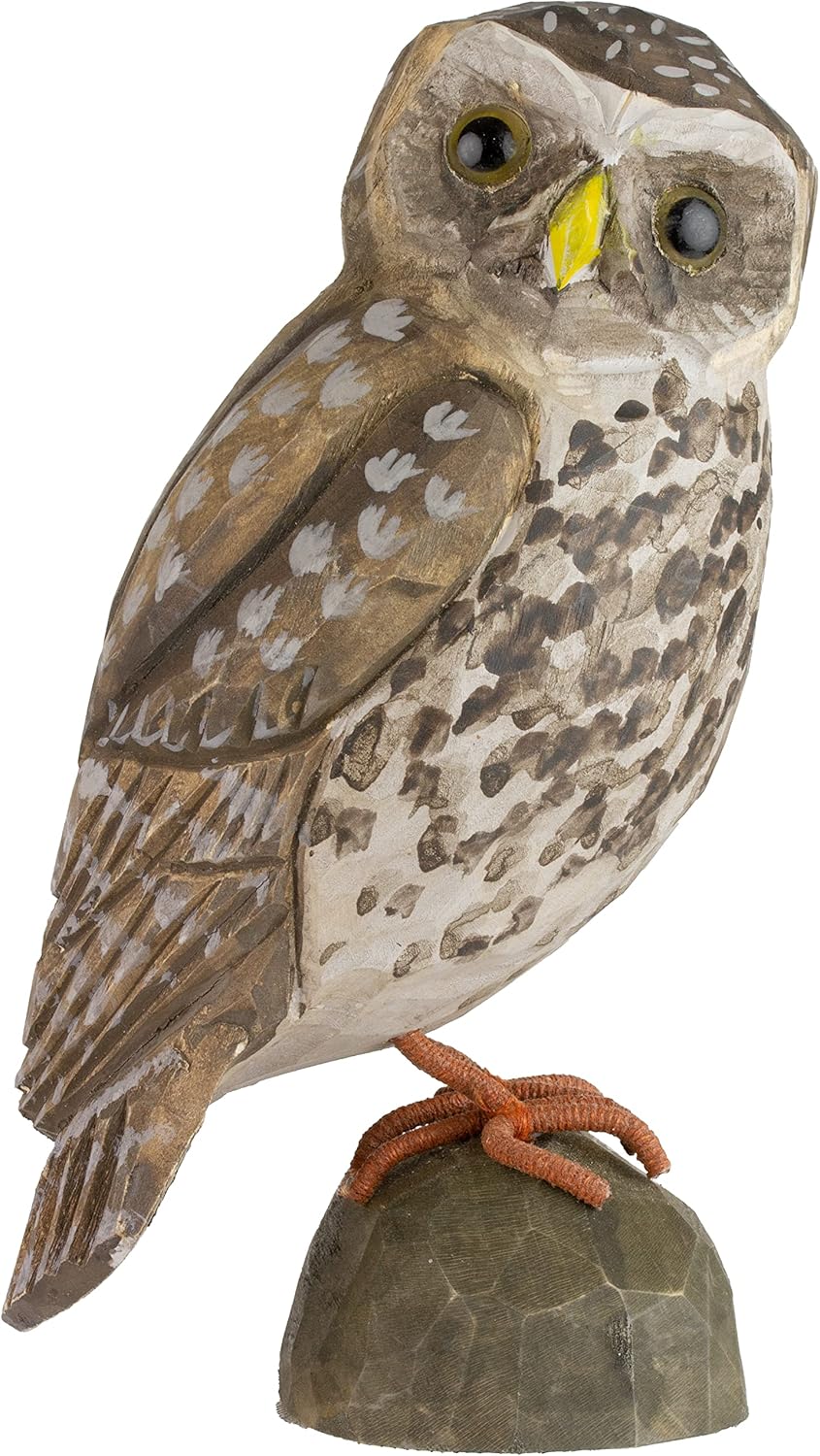 WILDLIFEGARDEN Wildlife Garden WG455 DecoBird Eule - Handgeschnitzter Dekorative Vogel aus Holz - Gr