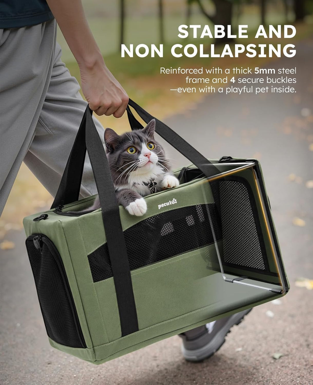 pecute Katzentasche Transporttasche Stabiler Halt Haustier Tragetasche, Transportbox Katze Leicht, F