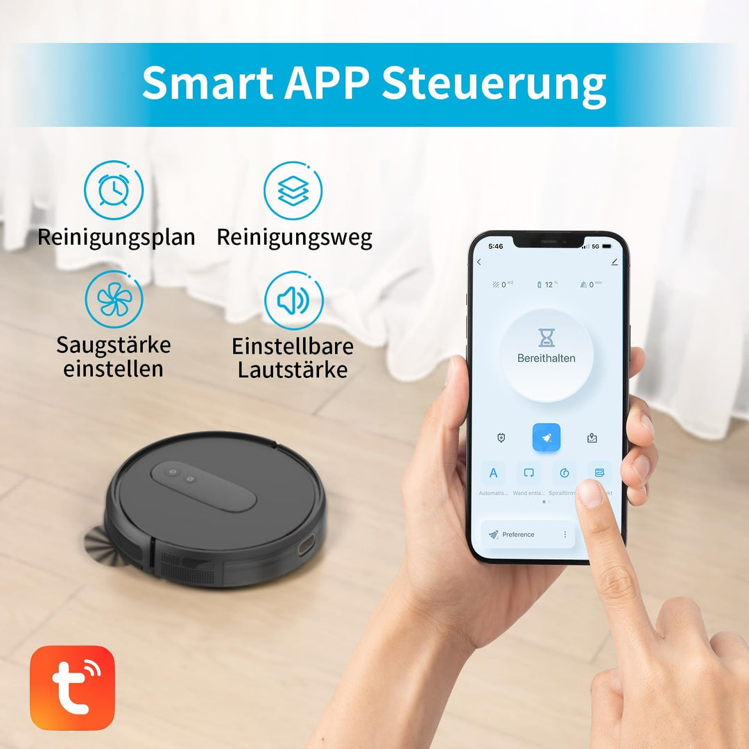 P25 Saugroboter, Staubsauger Roboter mit 4000 Pa Saugkraft, Roboterstaubsauger mit Ladestation, Saug