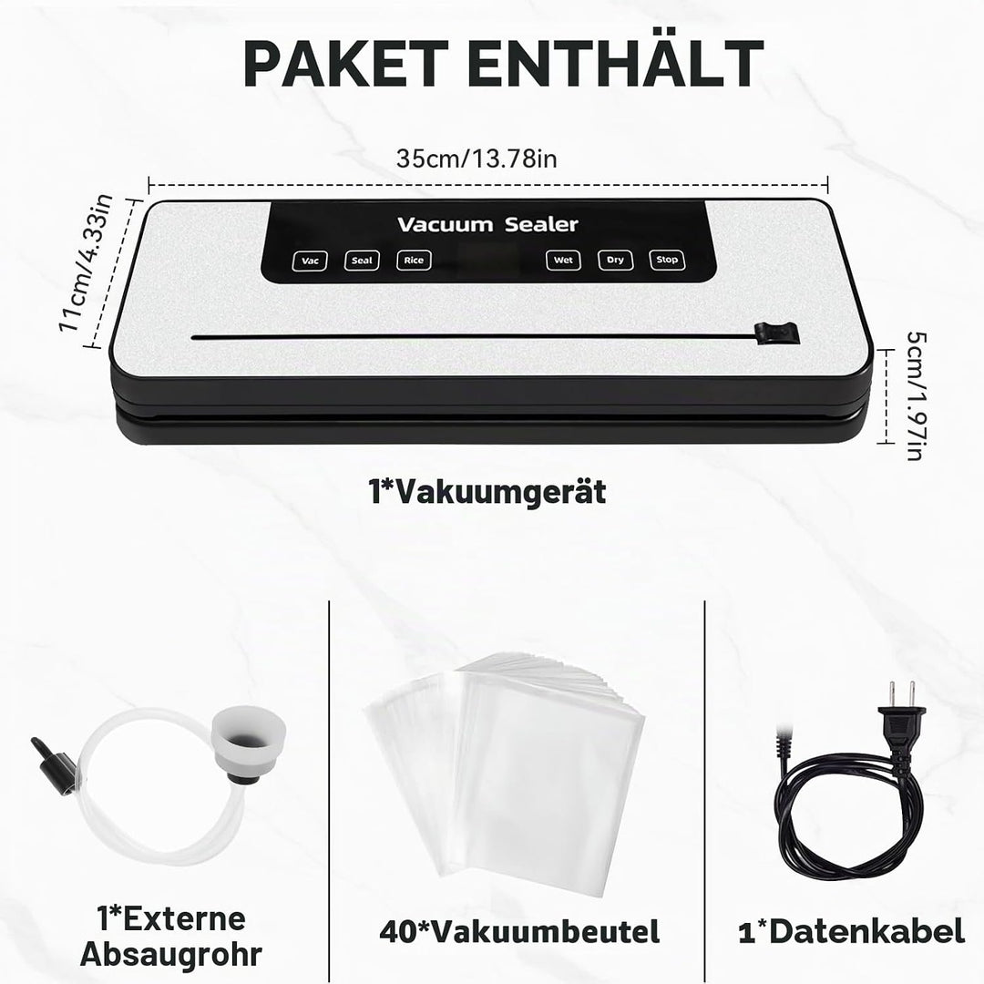 Vakuumiergerät für Lebensmittel, 6 in 1, Y 40 Einschliesslich Vakuumbeutel und Schlauch, multifunkti
