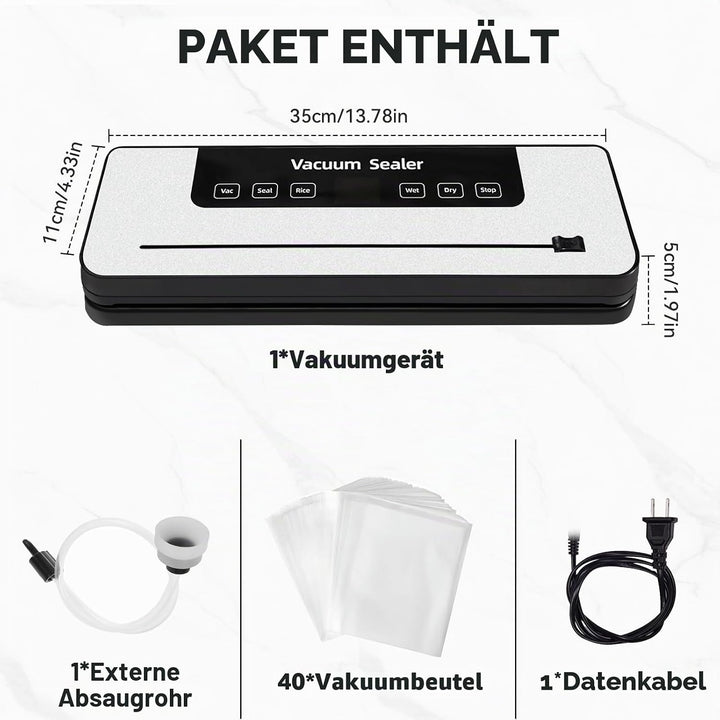 Vakuumiergerät für Lebensmittel, 6 in 1, Y 40 Einschliesslich Vakuumbeutel und Schlauch, multifunkti