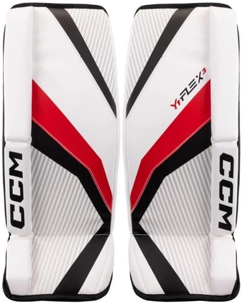 CCM YFlex 3 Goalie Schiene Bambini, Grösse:22 Zoll, Farbe:Weiss/rot/schwarz