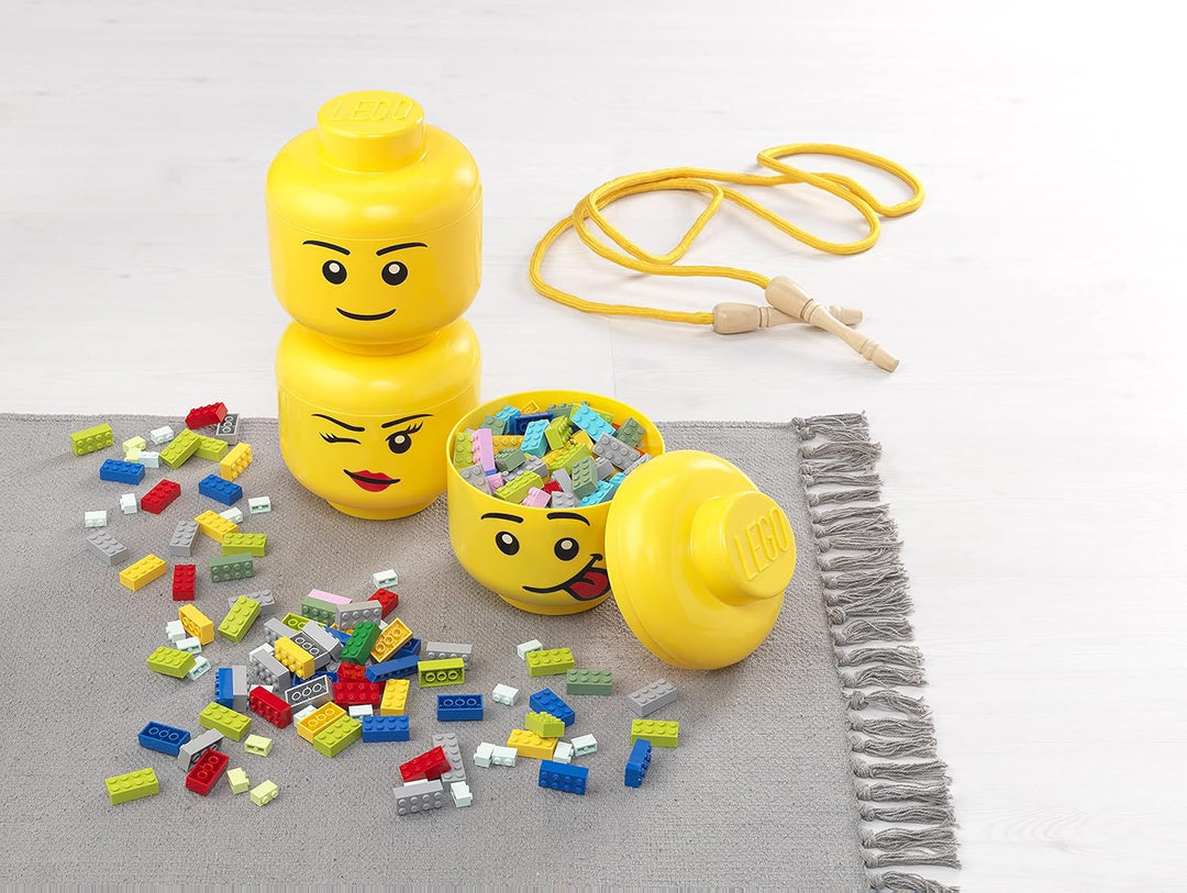 Room Copenhagen Iconic Storage Head Large Stackable Storage Box 8,5 L Yellow Happy Girl Happy Girl L