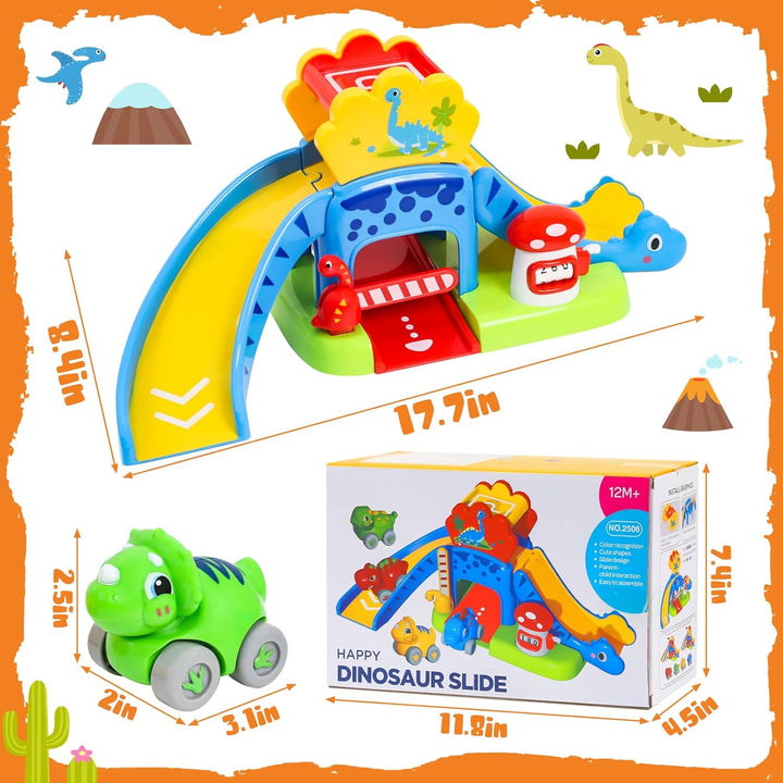 XIAPIA Baby Spielzeug ab 1 2 Jahr Dino Auto Kugelbahn, Geschenk für Junge Mädchen zum 1. Geburtstag,