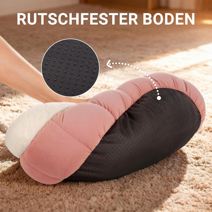 EDMIENS Katzenbett Klein, Katzenbett Flauschig Waschbar, Katzen Bett Indoor, Katzenkissen Rosa, Rund