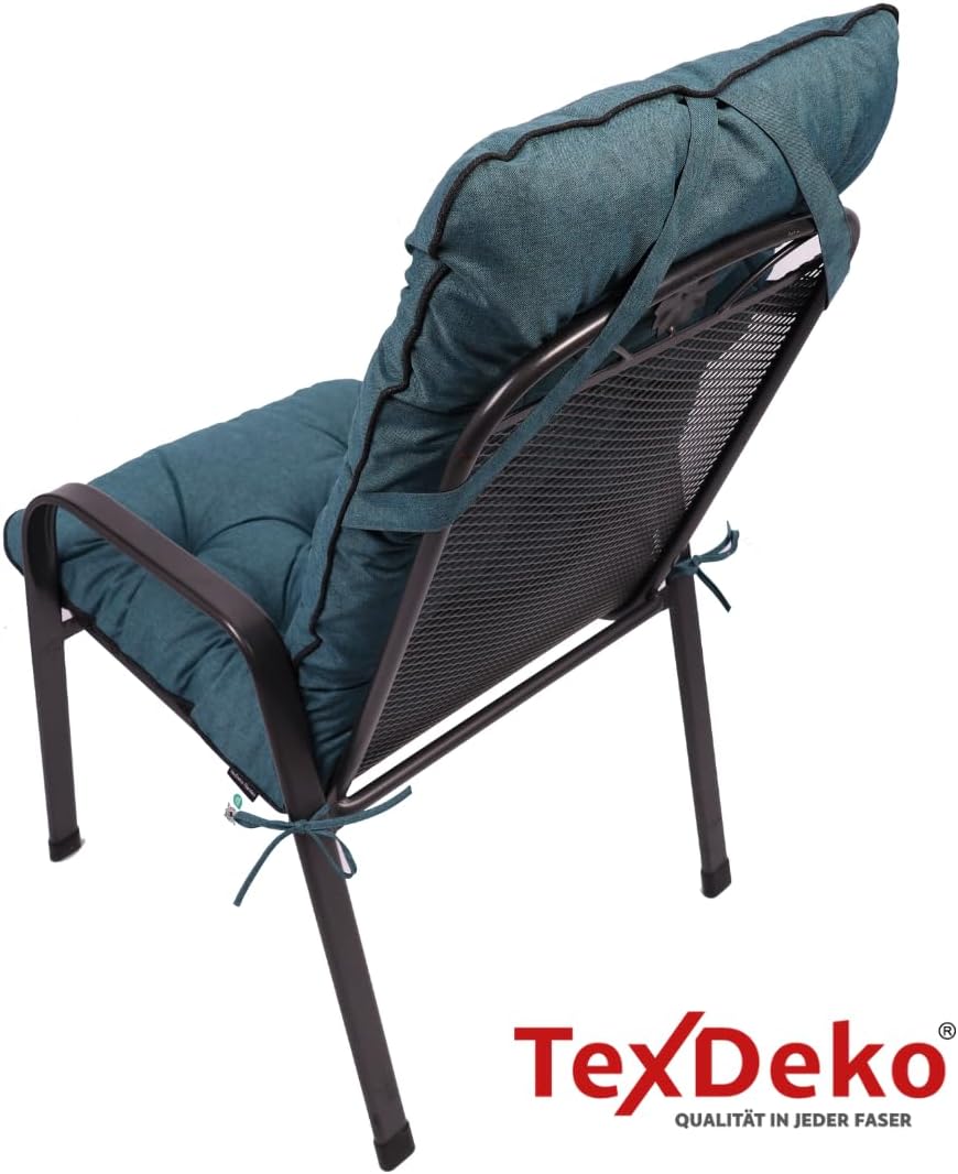 TexDeko® Ecolen Hochlehner Auflage für Gartenstuhl 120x50x50cm Leinenstruktur hochwertig gepolstert