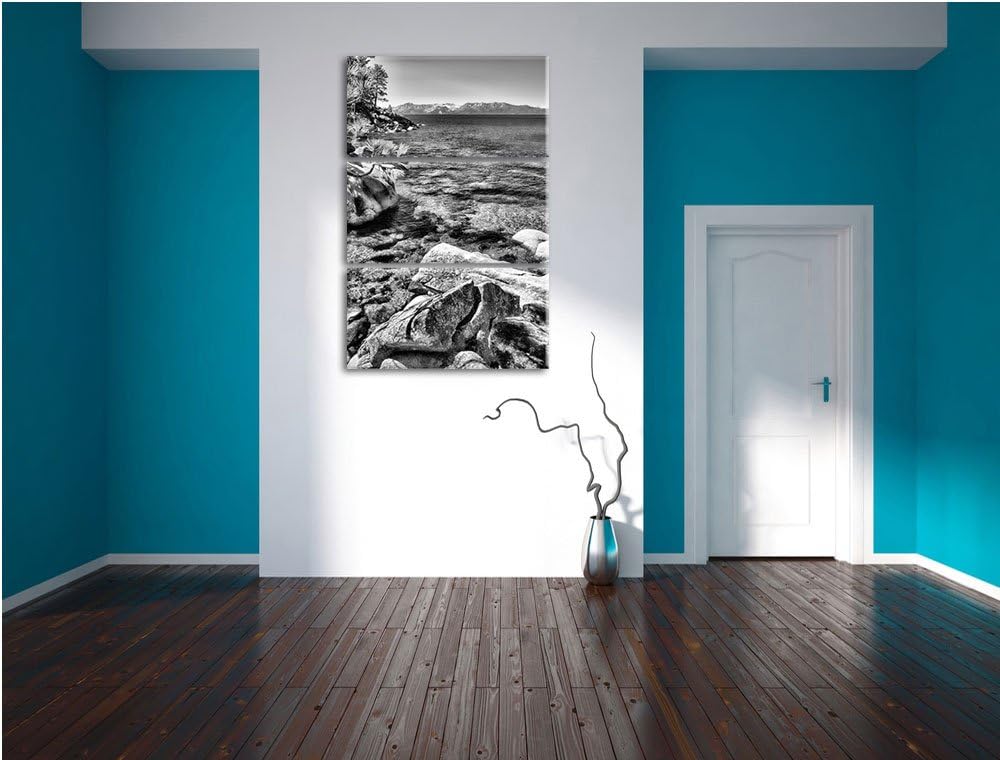 Pixxprint Steinbucht im Mittelmeer als Leinwandbild/Grösse: 3 Teilig (120x80) cm/Wandbild/Kunstdruck