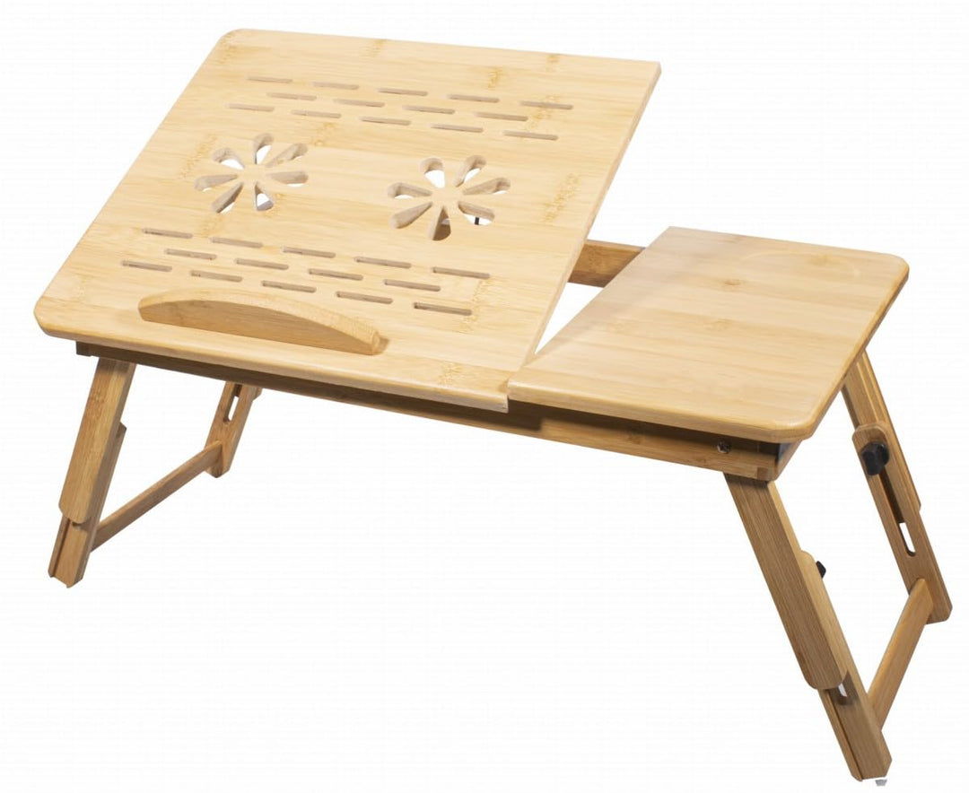 Laptop Betttisch Klappbar aus Bambus - Laptoptisch Höhenverstellbar für Couch - Bett Tisch für Lesen