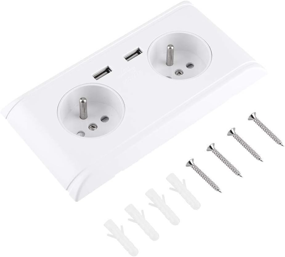 KSTE Multi-Funktions-EU-Stecker-Steckdose Steckdose mit Doppel-USB-Anschluss for Telefon 250 V Lade