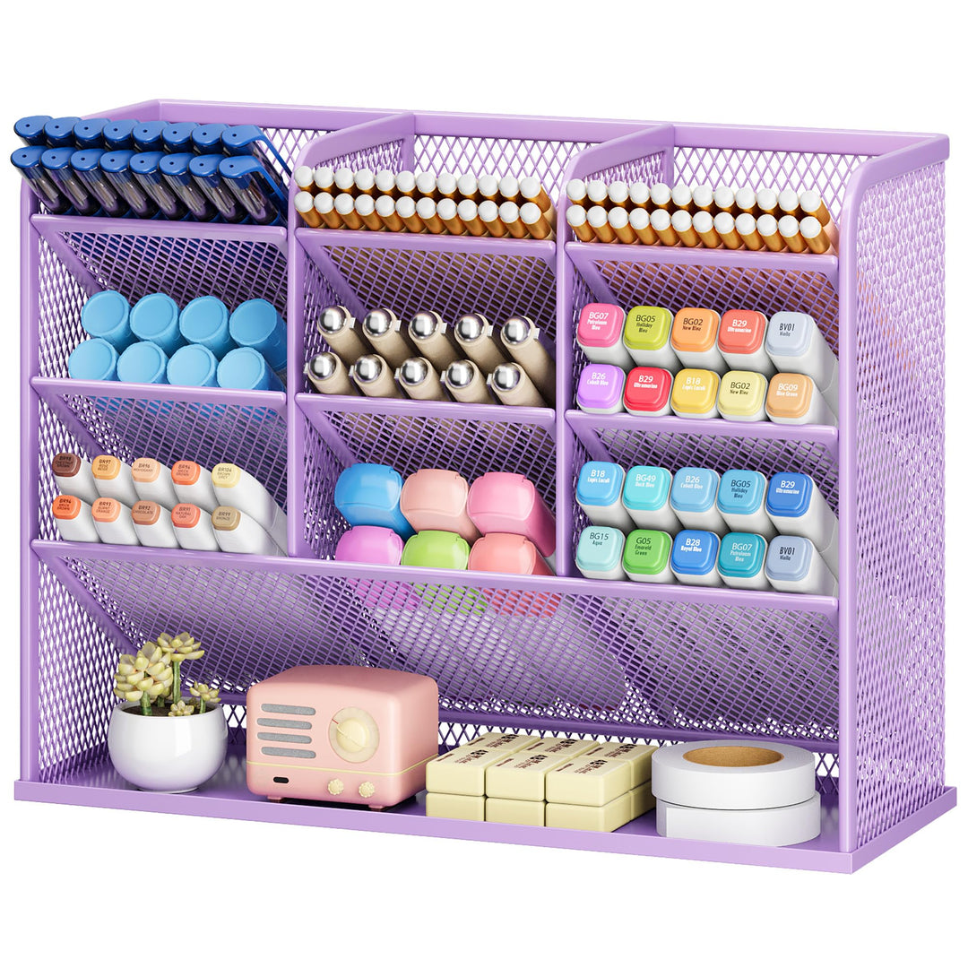 VITVITI Schreibtisch Organizer, 9 Fächer Stiftehalter, Netz Stifte Regal aus Metall, Stiftehalter Sc