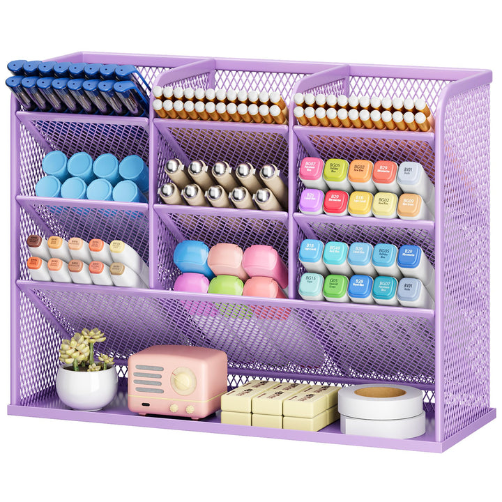 VITVITI Schreibtisch Organizer, 9 Fächer Stiftehalter, Netz Stifte Regal aus Metall, Stiftehalter Sc