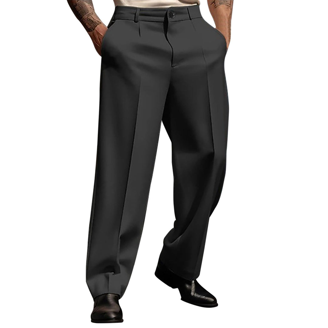 Herren Hosen Breit einfarbig, schlicht, Business-Casual, gerade, mit DREI Knöpfen Freizeithose Herre