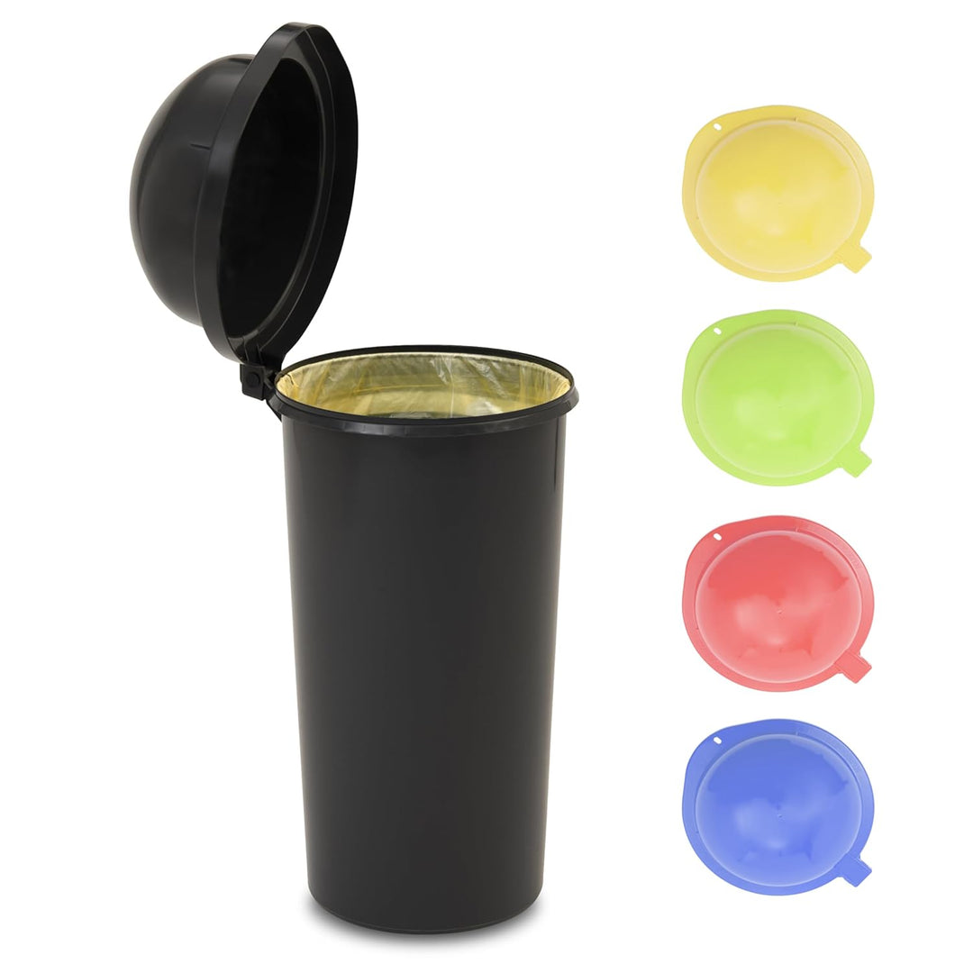 KUEFA HD 60L Müllsackständer, Mülleimer mit Scharnierdeckel und Klemm-Ring Gelber Sack, stabil, stra
