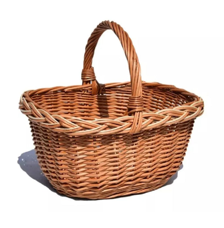 Natural Weidenkorb mit Henkel gross, Tragekorb aus Weide Einkaufskorb geflochten Weide Weidenkörbe m