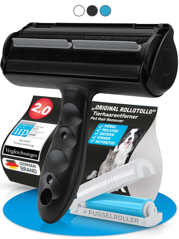 BluePet Tierhaarentferner wiederverwendbar mit Mini Fusselrolle | Fusselentferner für Kleidung, Sofa