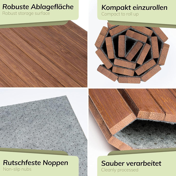 BAM BOO BOX Sofatablett aus Bambus - Couch Tablett flexibel - Sofatablett Armlehne - Sofa Tablett Ho