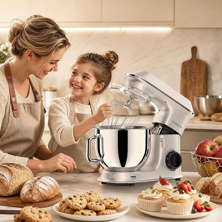 9.5L Küchenmaschine Knetmaschine 1500W, DOBBOR Rührmaschine mit Rührbesen, Knethaken, Schlagbesen, S
