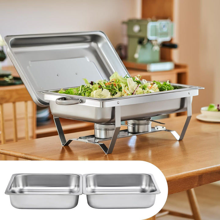 Wilprep Chafing Dish Edelstahl Buffet-Set Warmhaltebehälter Speisenwärmer Wärmebehälter Rechaud für